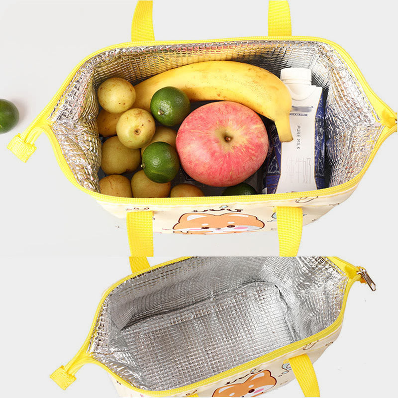 Portable Insulated Reusable Student Cartoon Lunch Bag Thickened Aluminum Foil Insulated Handbag