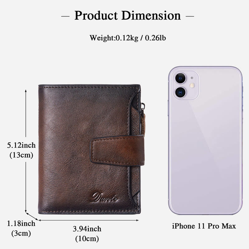 Wallet For Men Multiple Compartment Cowhide Leather RFID Card Holder