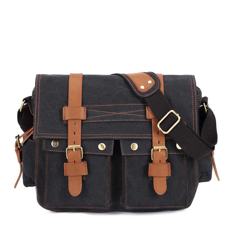 Men's Canvas Shoulder Bag Business Shoulder Messenger Bag Casual Briefcase Travel Messenger Bag