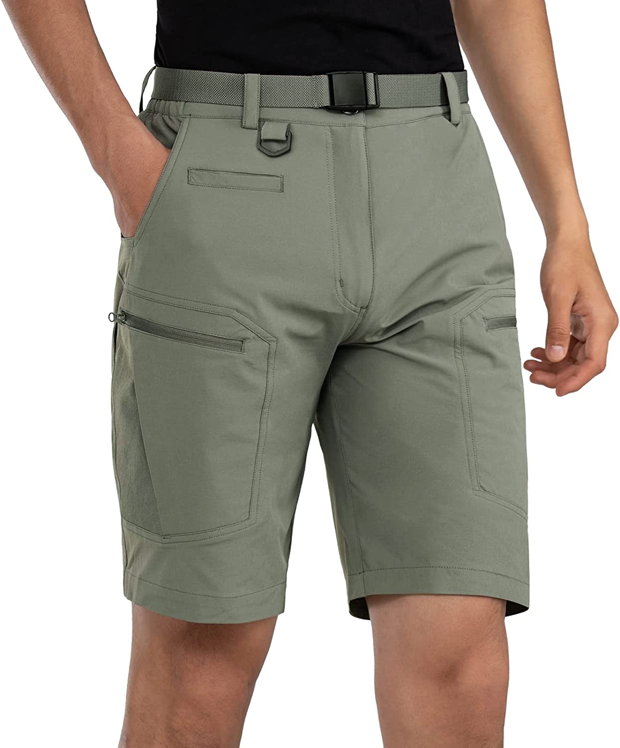 Mens Cargo Hiking Shorts Water Resistant Quick Dry Lightweight Breathable Tactical Shorts with Nylon Belt