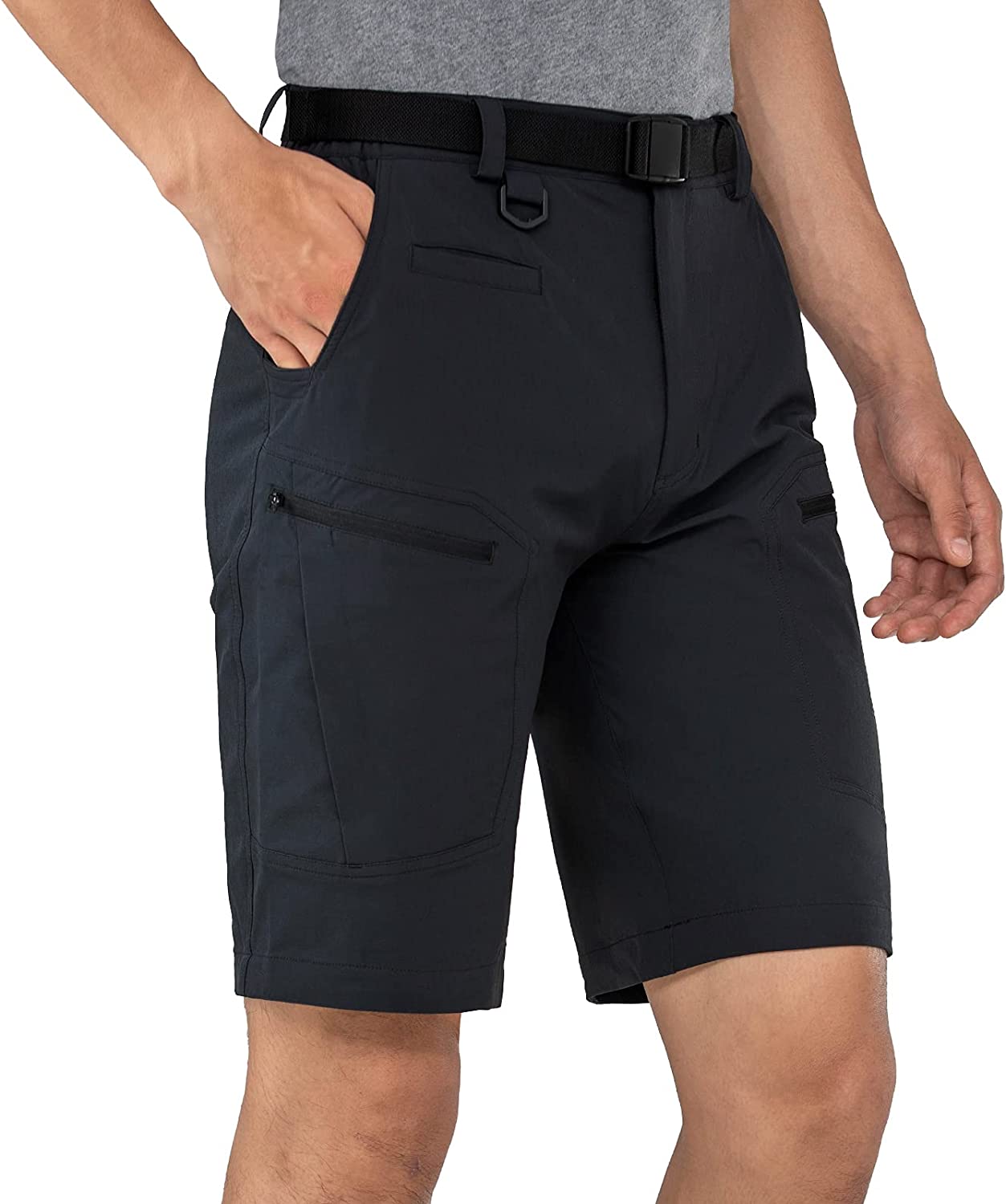 Mens Cargo Hiking Shorts Water Resistant Quick Dry Lightweight Breathable Tactical Shorts with Nylon Belt