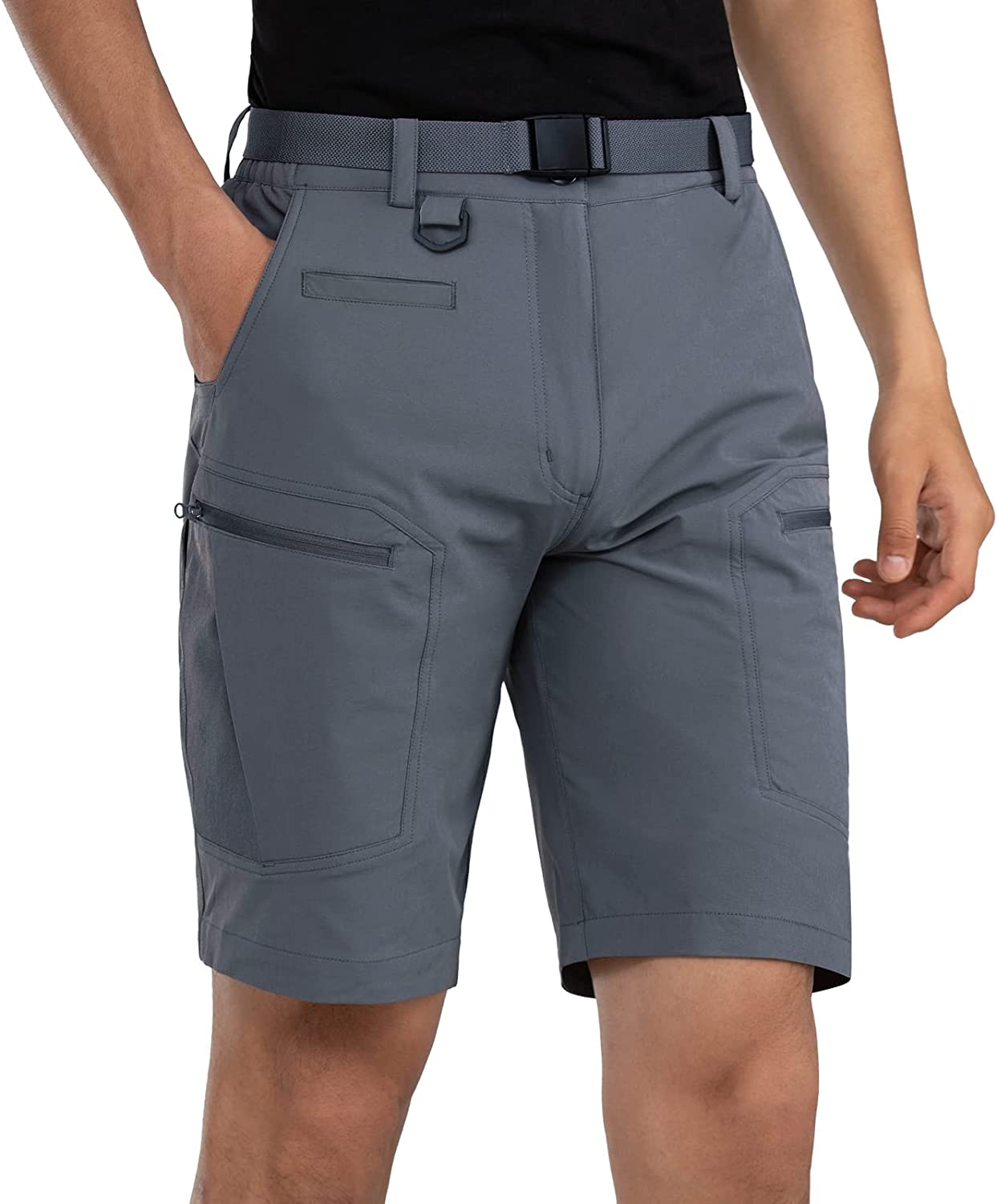 Mens Cargo Hiking Shorts Water Resistant Quick Dry Lightweight Breathable Tactical Shorts with Nylon Belt