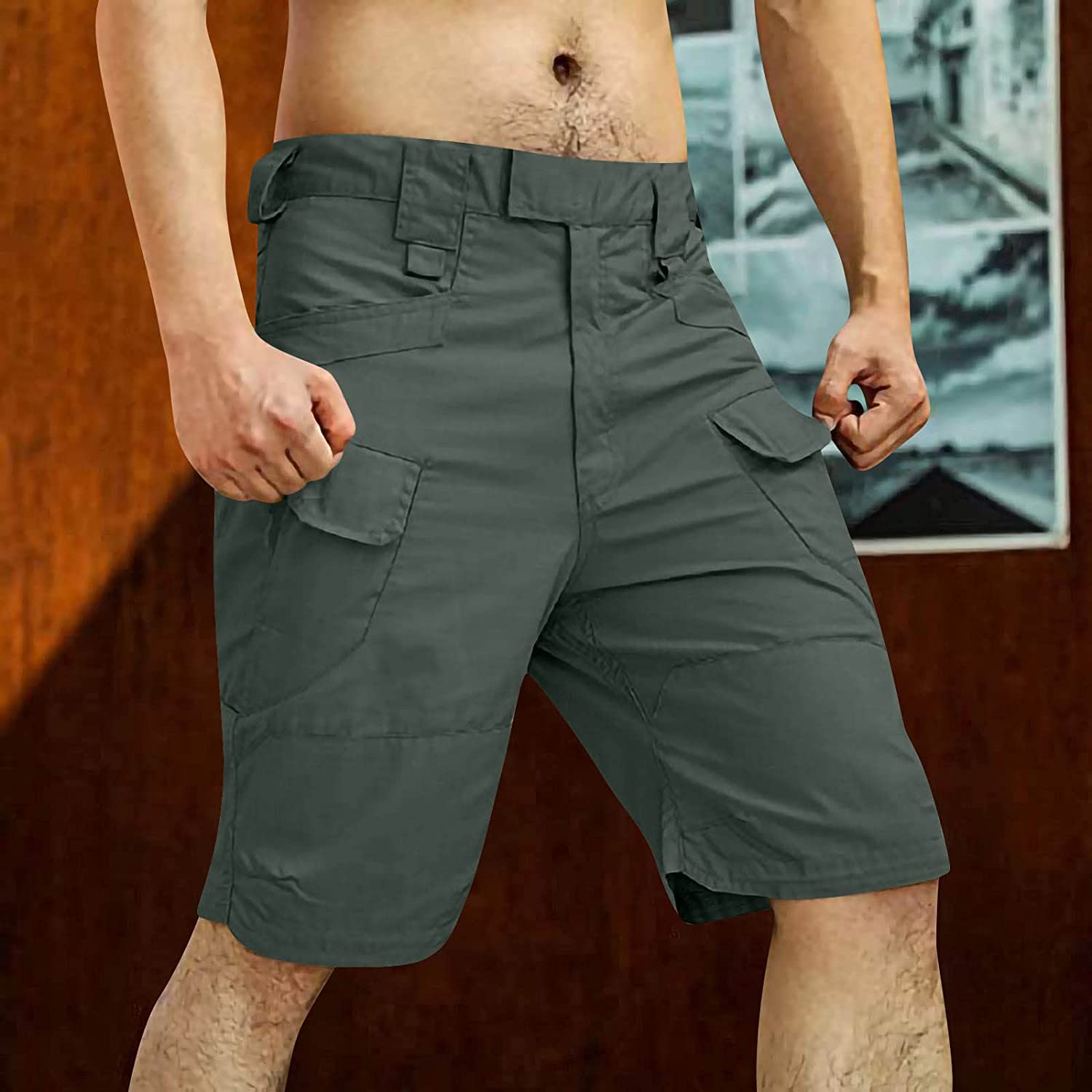 Men's Twill Tactical Shorts Casual Work Sports Overalls Cargo Shorts With Multi-Pockets