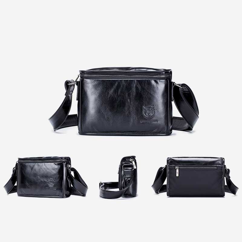 Men's Large Capacity Leather Computer Messenger Bag Waterproof Messenger Bag