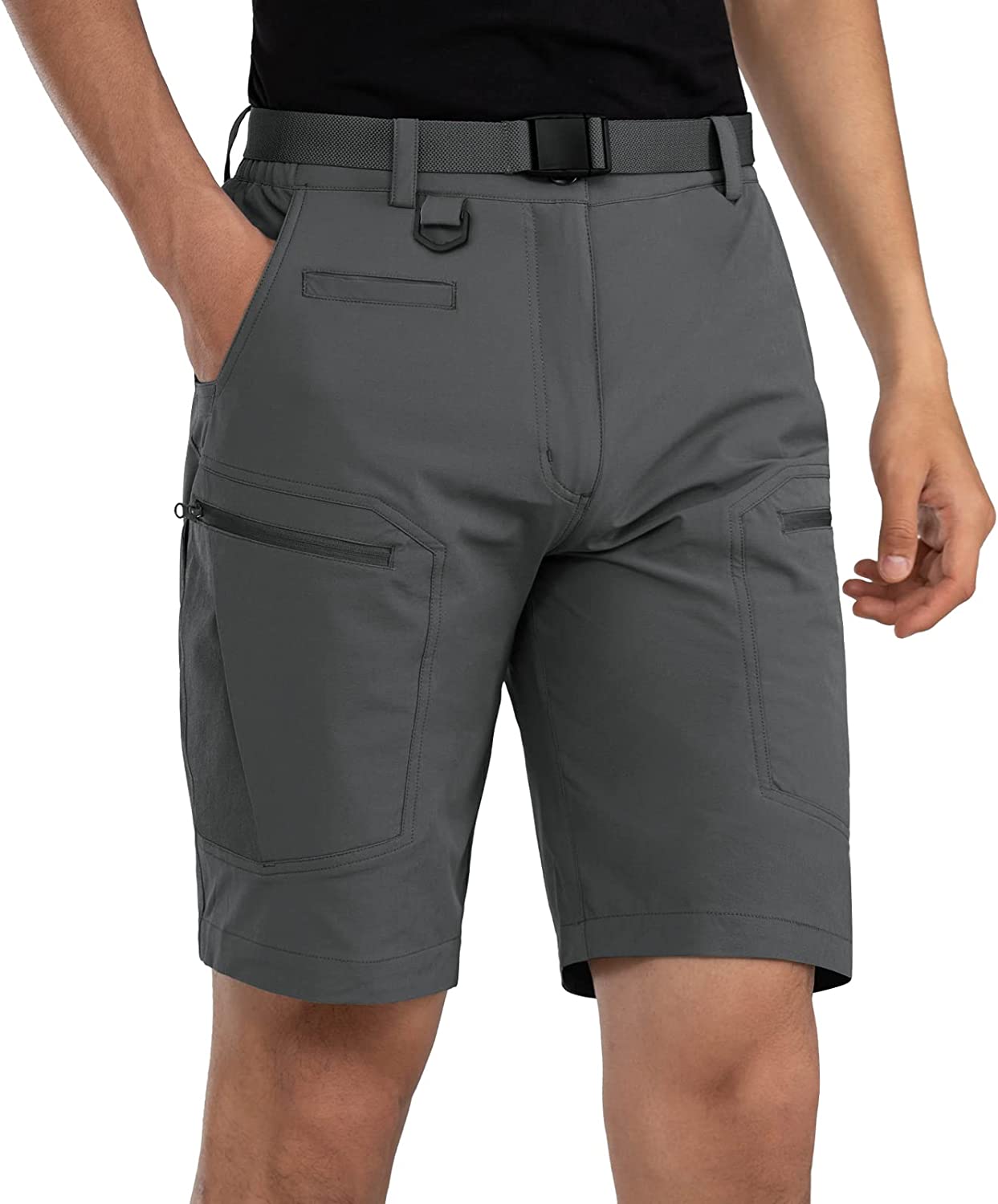 Mens Cargo Hiking Shorts Water Resistant Quick Dry Lightweight Breathable Tactical Shorts with Nylon Belt