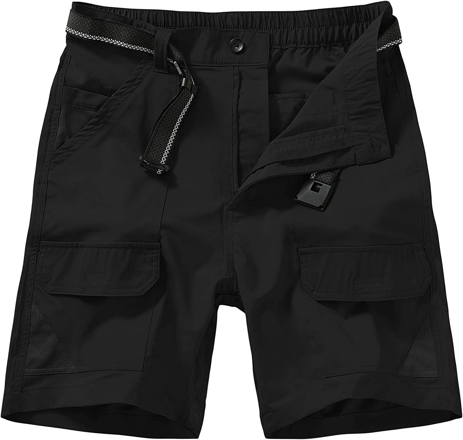 Men's Outdoor Elastic Waist Lightweight Quick Dry Cargo Fishing Hiking Shorts