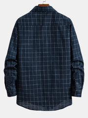 Pure Cotton Brushed Long-sleeved Business Loose Plaid Shirt