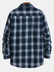 Men's Colorful Plaid Shirt Coat Casual Brushed Long Sleeve Shirt