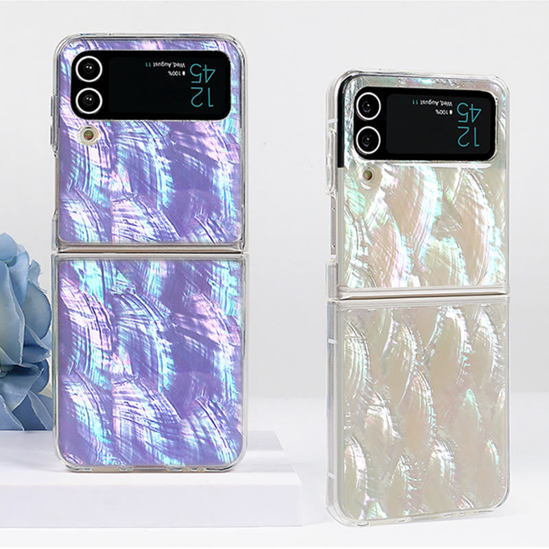 Galaxy Z Flip Case Clear Design Pattern Glitter Aesthetic Phone Case