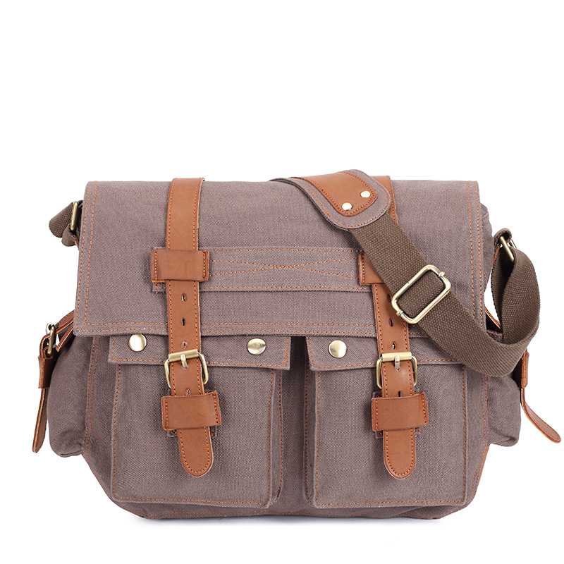 Men's Canvas Shoulder Bag Business Shoulder Messenger Bag Casual Briefcase Travel Messenger Bag