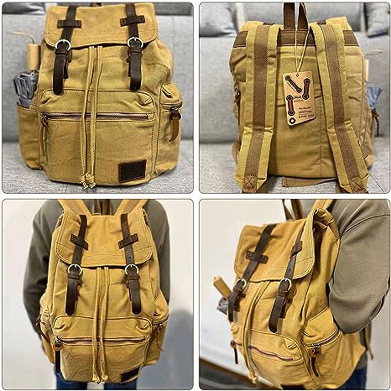 Casual Fashion Foreign Trade School Bag Men's and Women's Retro Canvas Backpack Laptop Rucksack