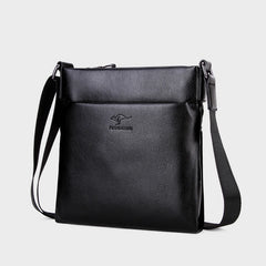 Simple Men's Business Messenger Bag Vertical Adjustable Shoulder Strap Soft Leather Bag