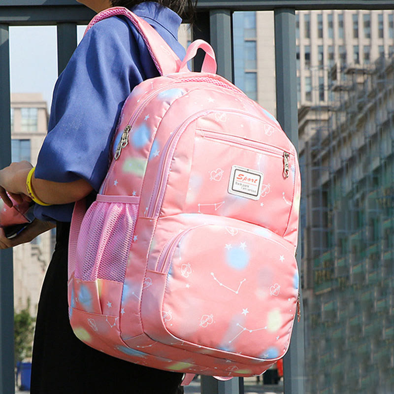 Color Printing Children's Schoolbag Elementary School Backpack Three-piece Light-colored Backpack