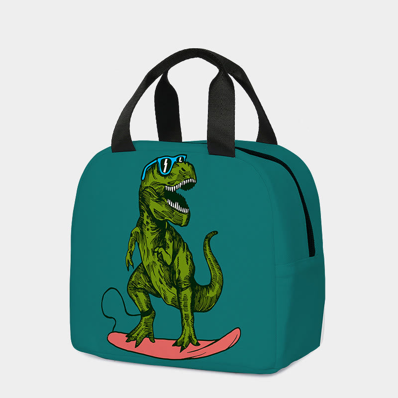 Reusable Kids Cooler Lunch Bag Camping Cartoon Dinosaur Warm Tote Bag