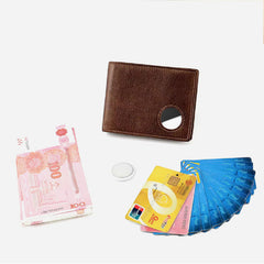 Men's Large Capacity Genuine Leather Airtag Wallet Multi Slot RFID Blocking Card Holder Wallet