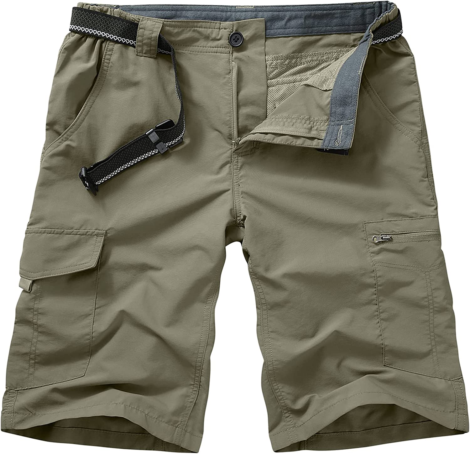 Men's Outdoor Elastic Waist Lightweight Quick Dry Cargo Fishing Hiking Shorts