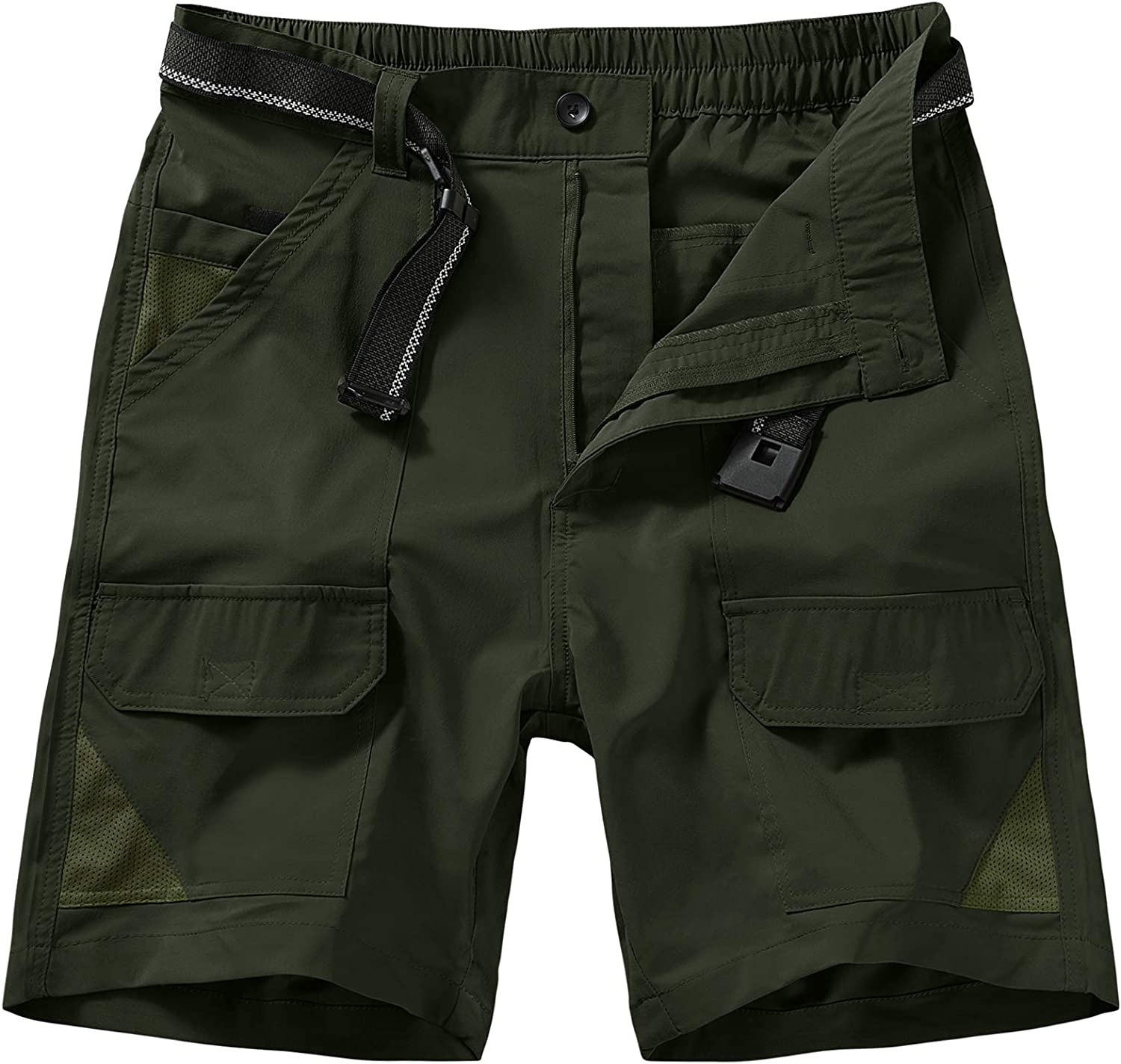 Men's Outdoor Elastic Waist Lightweight Quick Dry Cargo Fishing Hiking Shorts