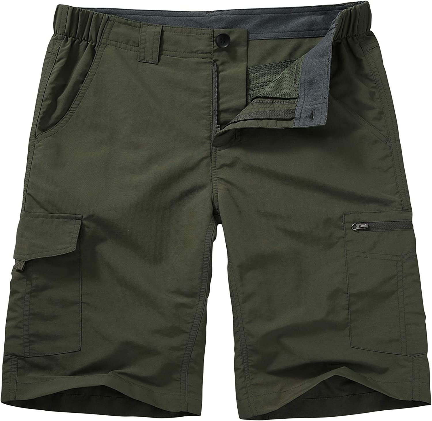 Men's Outdoor Elastic Waist Lightweight Quick Dry Cargo Fishing Hiking Shorts