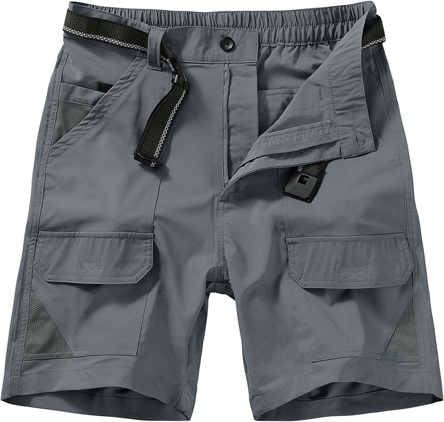 Men's Outdoor Elastic Waist Lightweight Quick Dry Cargo Fishing Hiking Shorts