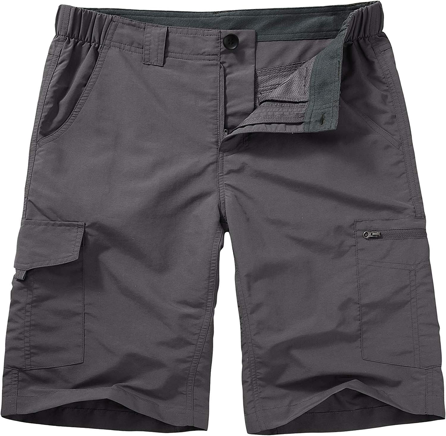 Men's Outdoor Elastic Waist Lightweight Quick Dry Cargo Fishing Hiking Shorts