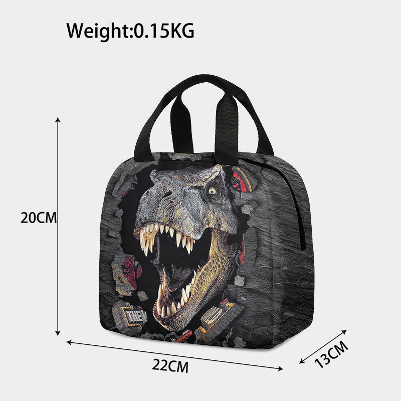 Reusable Kids Cooler Lunch Bag Camping Cartoon Dinosaur Warm Tote Bag