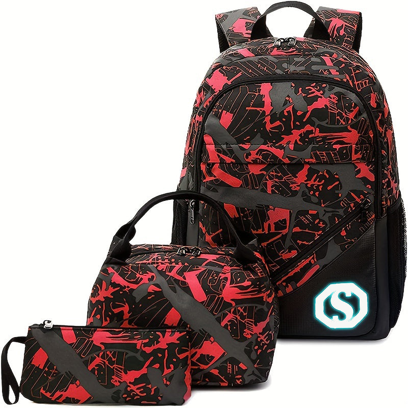 Primary School Boys Girls Kids School Bag Set Student Backpack with Lunch Box and Pencil Case