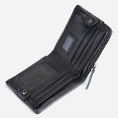 Men Genuine Leather RFID Antimagnetic Coin Clip Wallet