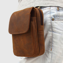 Men Outdoor Retro Genuine Leather Hanging Fanny Pack Waist Bag