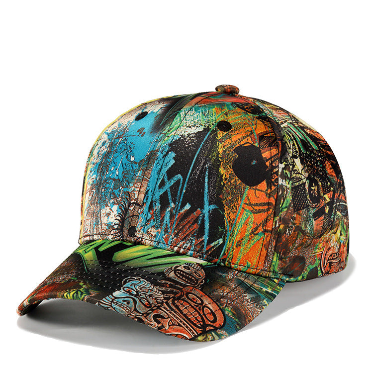 Skull Abstract Graffiti Baseball Cap Mens Fashion Casual Sun Visor Cap