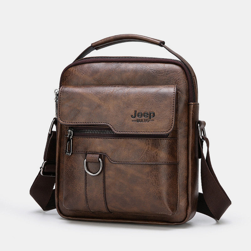 Men's Leather Backpack Lightweight Soft PU Messenger Bag Classic Slim Business Briefcase Messenger Bag