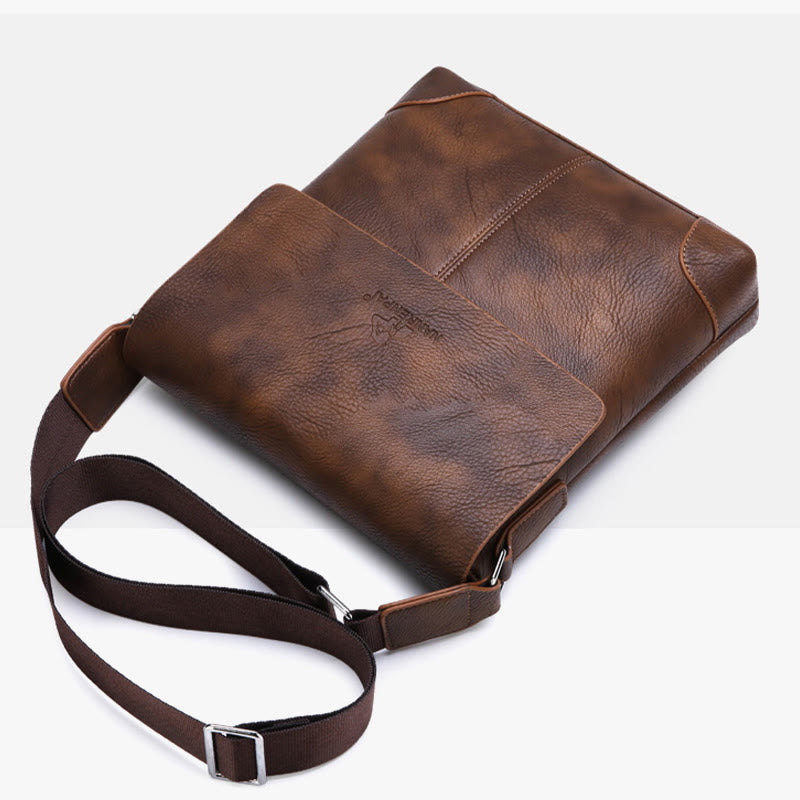 Men's Vintage Leather Messenger Bag Business Gentleman Style Messenger Bag