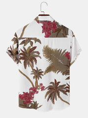 Men Tropical Leaf Hawaii Style Casual Skin Soft Short Sleeves Hawaiian Shirts