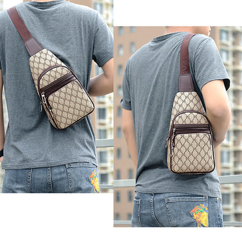 Men's Outdoor Sports Cycling PU Leather Messenger Bag Messenger Bag Shoulder Bag