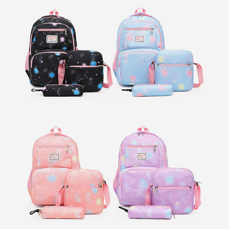 Color Printing Children's Schoolbag Elementary School Backpack Three-piece Light-colored Backpack