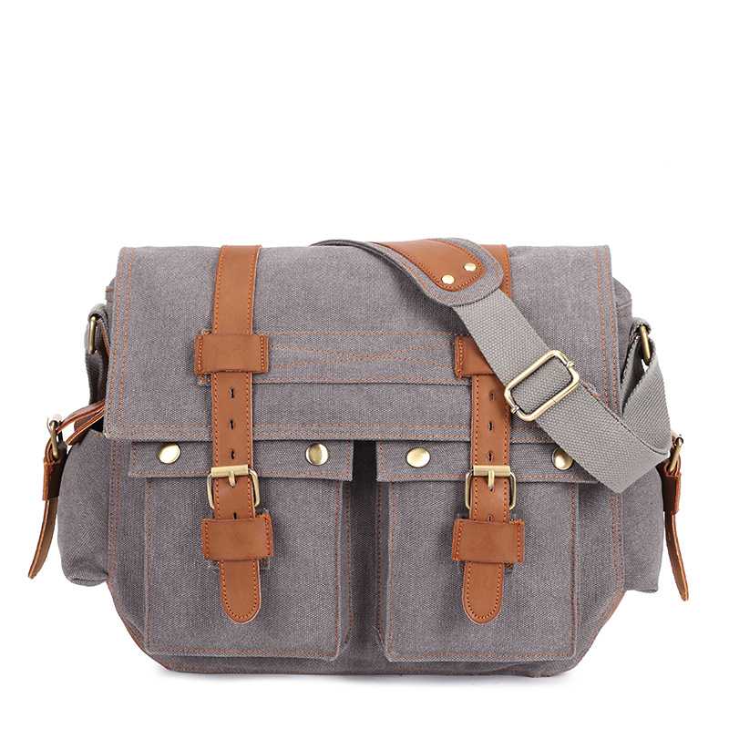 Men's Canvas Shoulder Bag Business Shoulder Messenger Bag Casual Briefcase Travel Messenger Bag