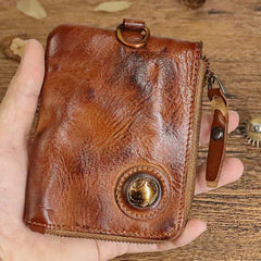 Wallet For Men Multifunctional Soft Leather Vintage Daily Zipper Purse