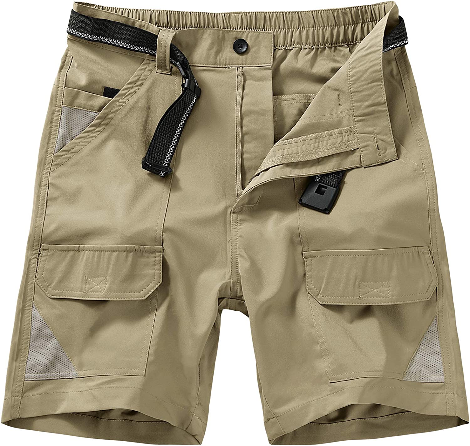 Men's Outdoor Elastic Waist Lightweight Quick Dry Cargo Fishing Hiking Shorts