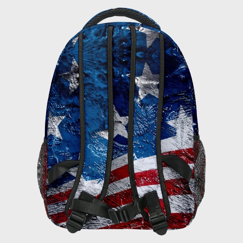 American Flag Print Student Backpack Travel Hiking Camping Backpack Laptop Backpack