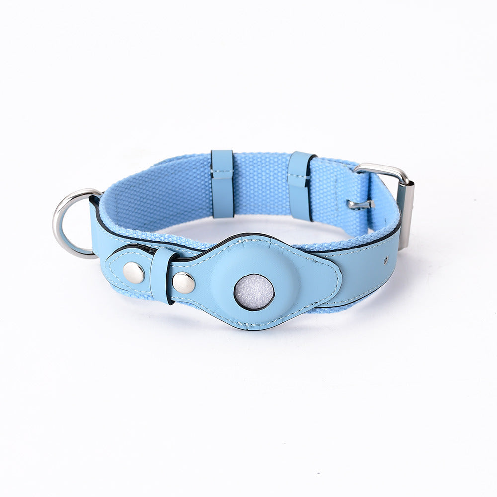 Adjustable Soft Leather Padded Dog Collar Airtag Leather Pet Collar Airtag Holder