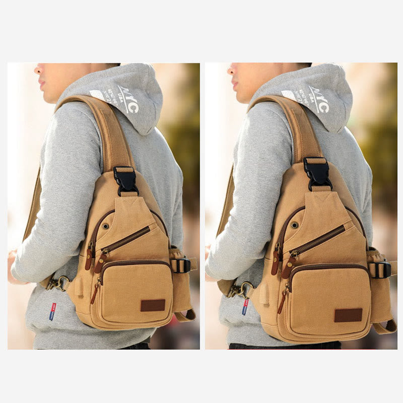 Men's Outdoor Casual Messenger Bag Travel Hiking Messenger Backpack