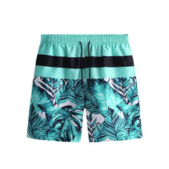 Mens Beach Striped Printing Casual Five Point Hawaii Style Shorts Pants