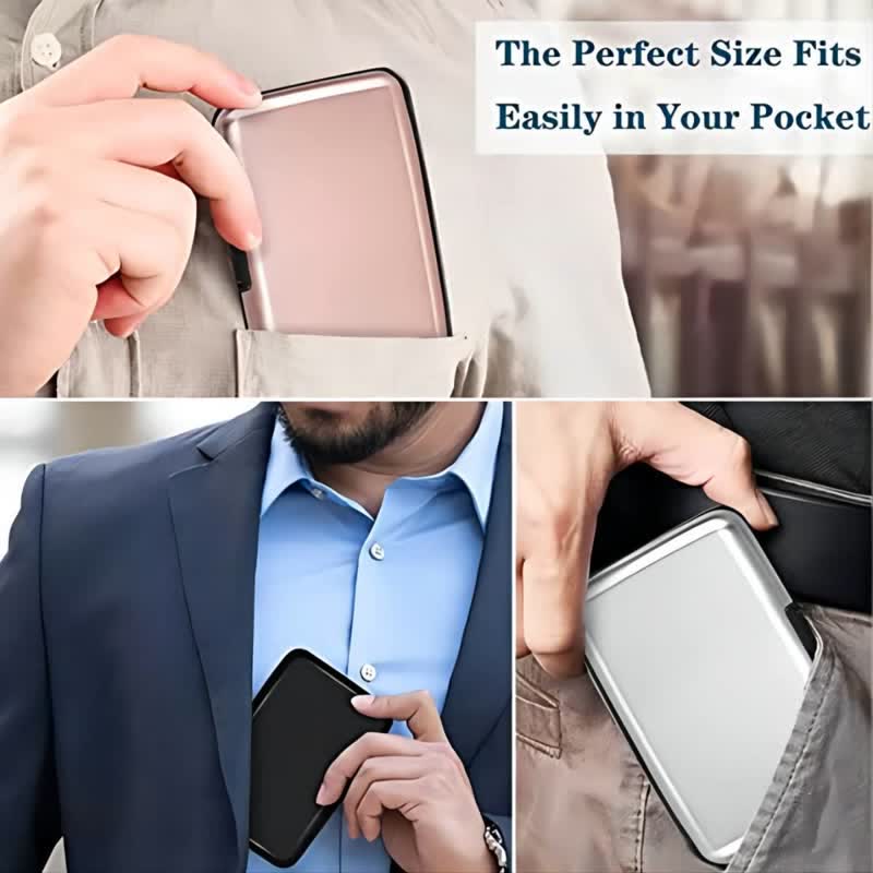 Simple Men's Smart Case RFID Blocking Aluminum Alloy Wallet Case Card Holder Money Clip