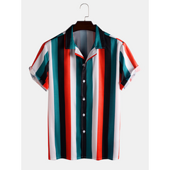 Mens Wide Striped Short Sleeve Shirts