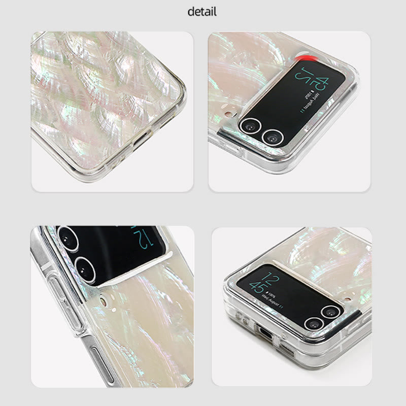 Galaxy Z Flip Case Clear Design Pattern Glitter Aesthetic Phone Case