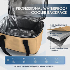 Large Capacity Lightweight Detachable Cooler Bag for Camping Leakproof Picnic Backpack