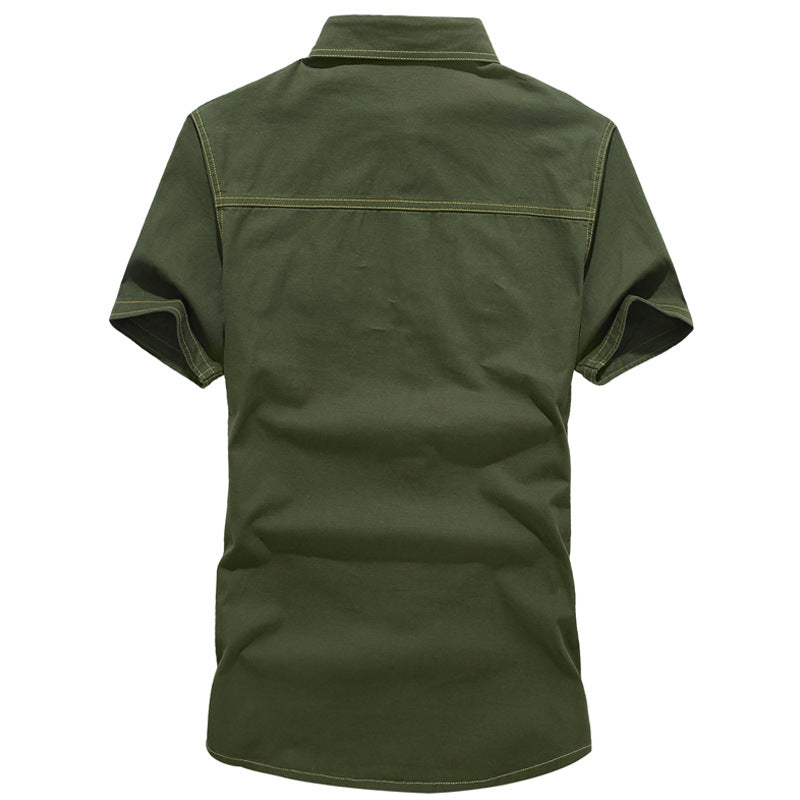 Men's Cotton Short-sleeved Shirt Fashion Youth Tactical Style