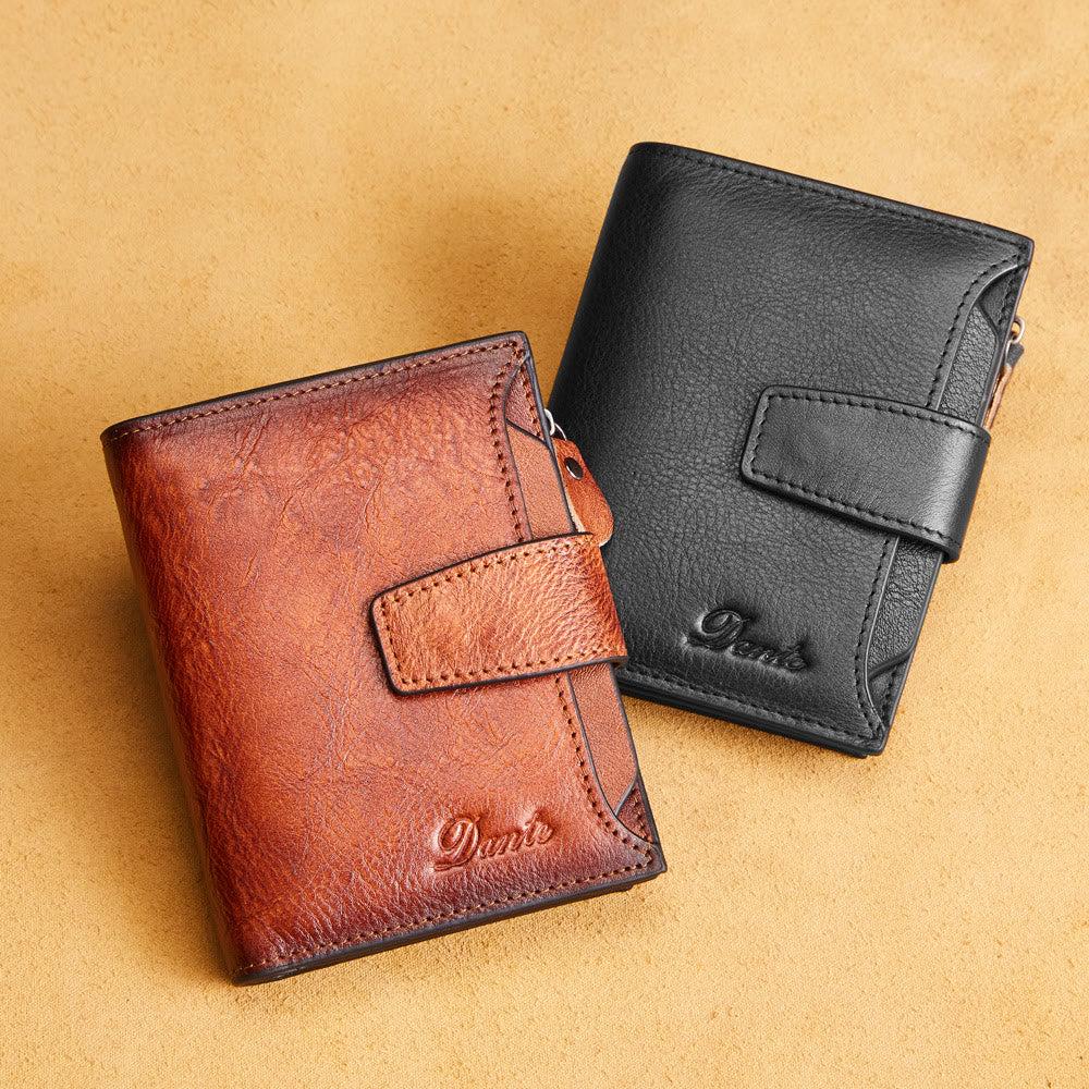 Wallet For Men Multiple Compartment Cowhide Leather RFID Card Holder