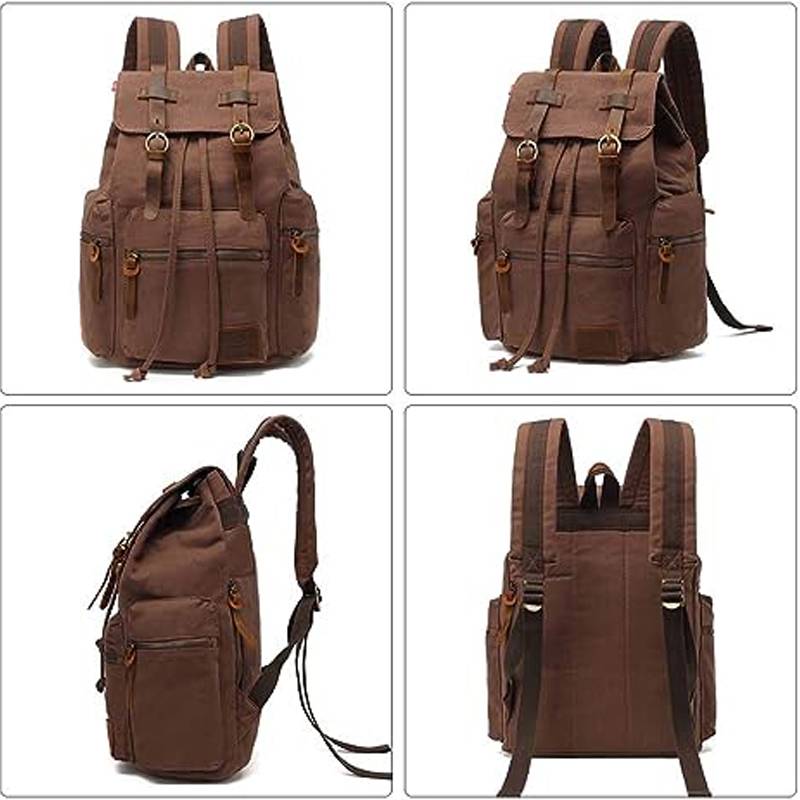 Casual Fashion Foreign Trade School Bag Men's and Women's Retro Canvas Backpack Laptop Rucksack