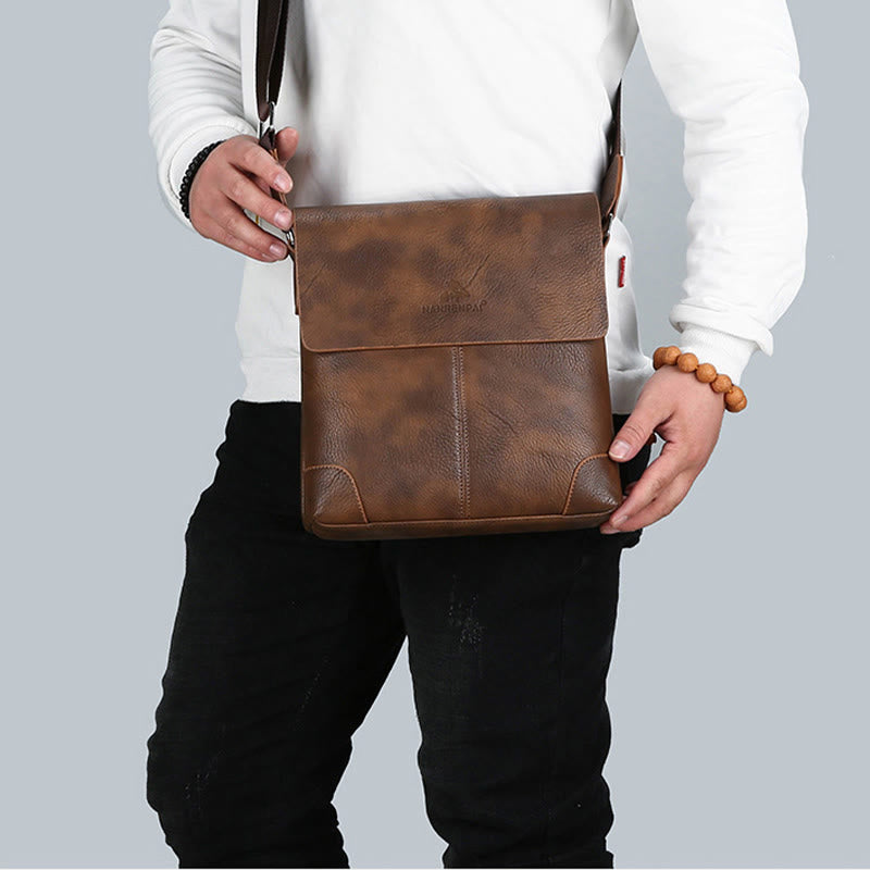 Men's Vintage Leather Messenger Bag Business Gentleman Style Messenger Bag