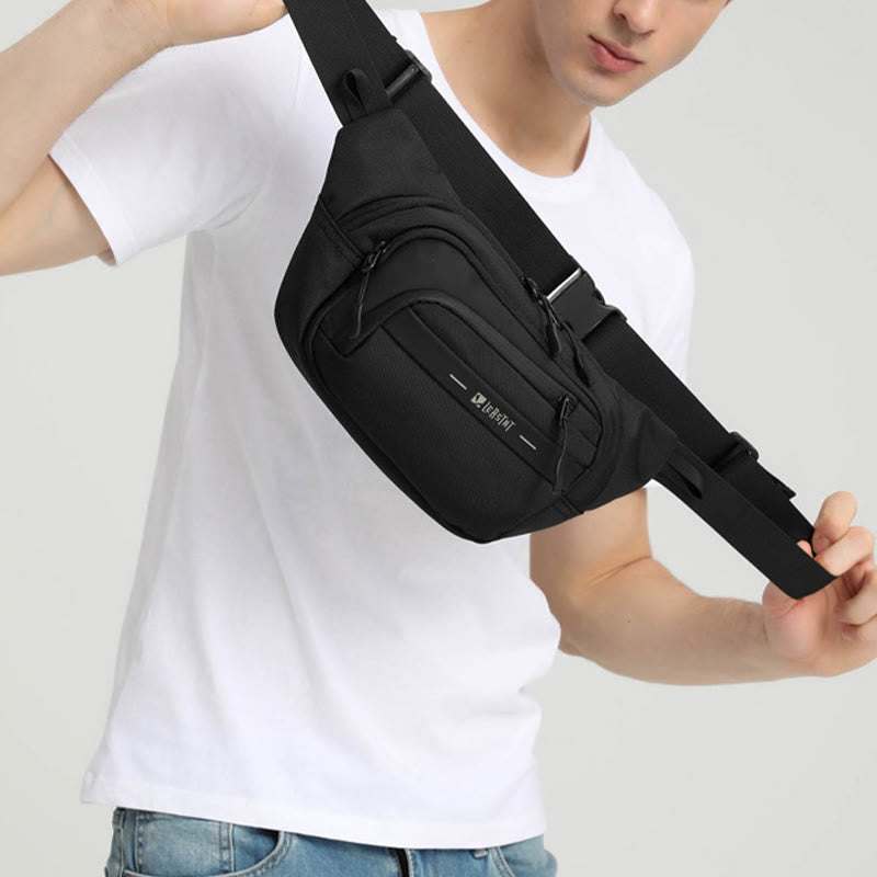 Men's Portable Waist Bag Simple Casual Adjustable Large Capacity Waterproof Belt Messenger Bag